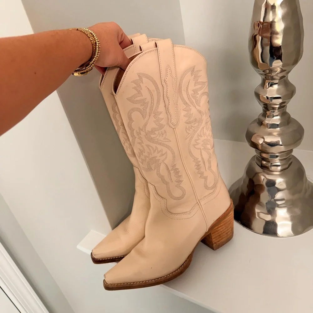 Elegant Pink Western Boots - Picture 1 of 6